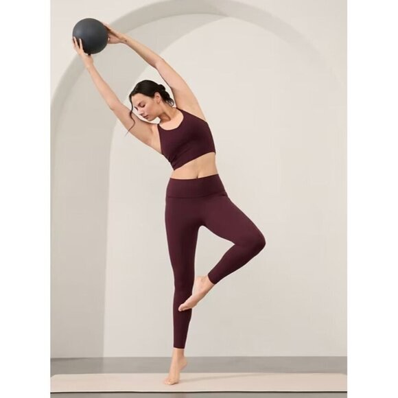 Athleta Salutation Ankle Crop Legging Burgundy Purple High-Waisted Yoga XS - Picture 1 of 14